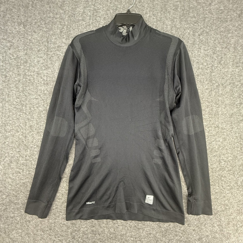 Nike Pro Compression Shirt Mens‎ XL Black Long Sleeve Mock Neck Base Layer Dri